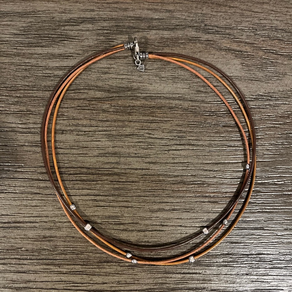 Leather Silpada Necklace with small, decorative beading.
